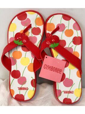 2008 Gymboree Cherry Baby Flip Flops Slippers Shoes Red 2/3 girls Summer